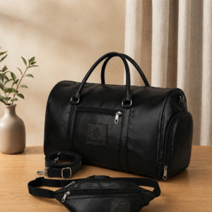 Premium Faux Leather Duffle Bag with Shoes Pocket